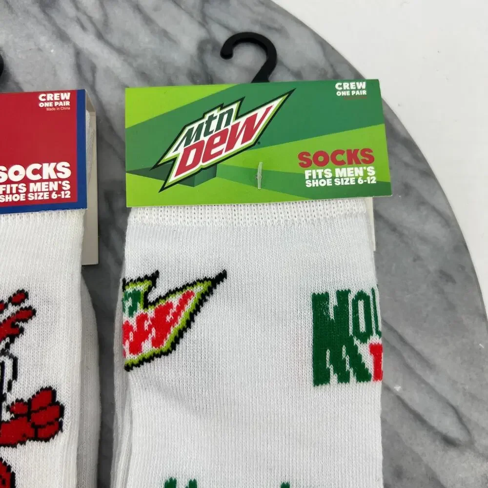 Kool-Aid Mountain Dew Novelty Socks Mens OSFM Crew Fit Mid Calf 3 Pairs